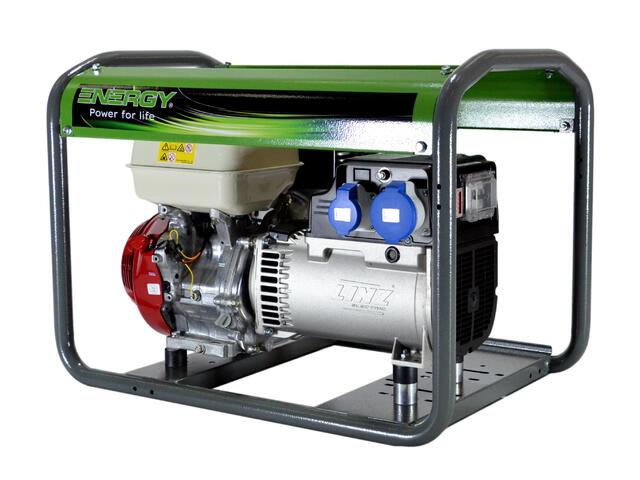 Stromerzeuger Benzin 7kVA 230V 50Hz
Benzinmotor Honda GX390, Seilzugstart, 6,5 Liter Tank
LINZ Generator mit AVR Regelung
leichter Rohrrahmen, Steckdosen CEE 230V 32A 2P+T, CEE 230V 16A 2P+T